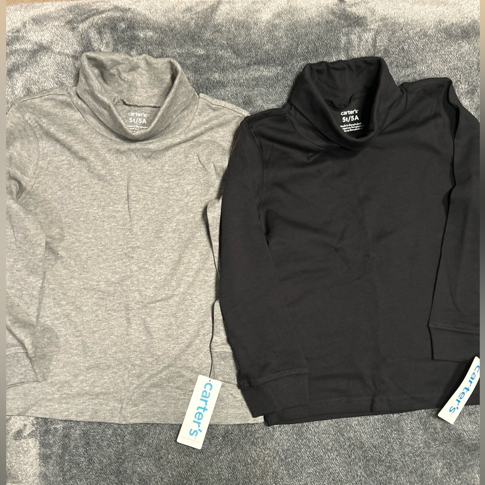 Carter's Long Sleeve Turtleneck Shirts - Gray and Black